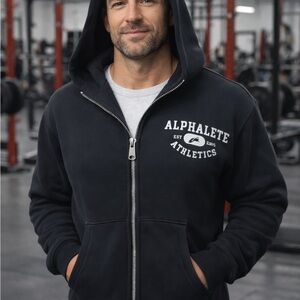Alphalete Member Vintage Black Zip-Up Hoodie – Men’s